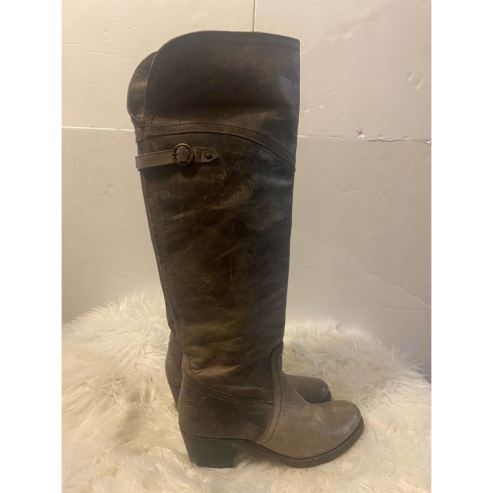 Womens Frye Jane Tall Cuff Leather Boots size 7.5 B